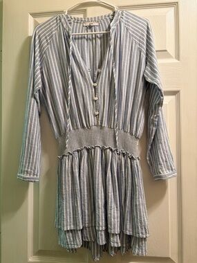 Fate Blue and White Striped Mini Dress
